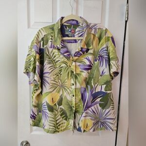 Vintage HILO HATTIE'S 100% Silk Hawaiian Shirt Men's XL